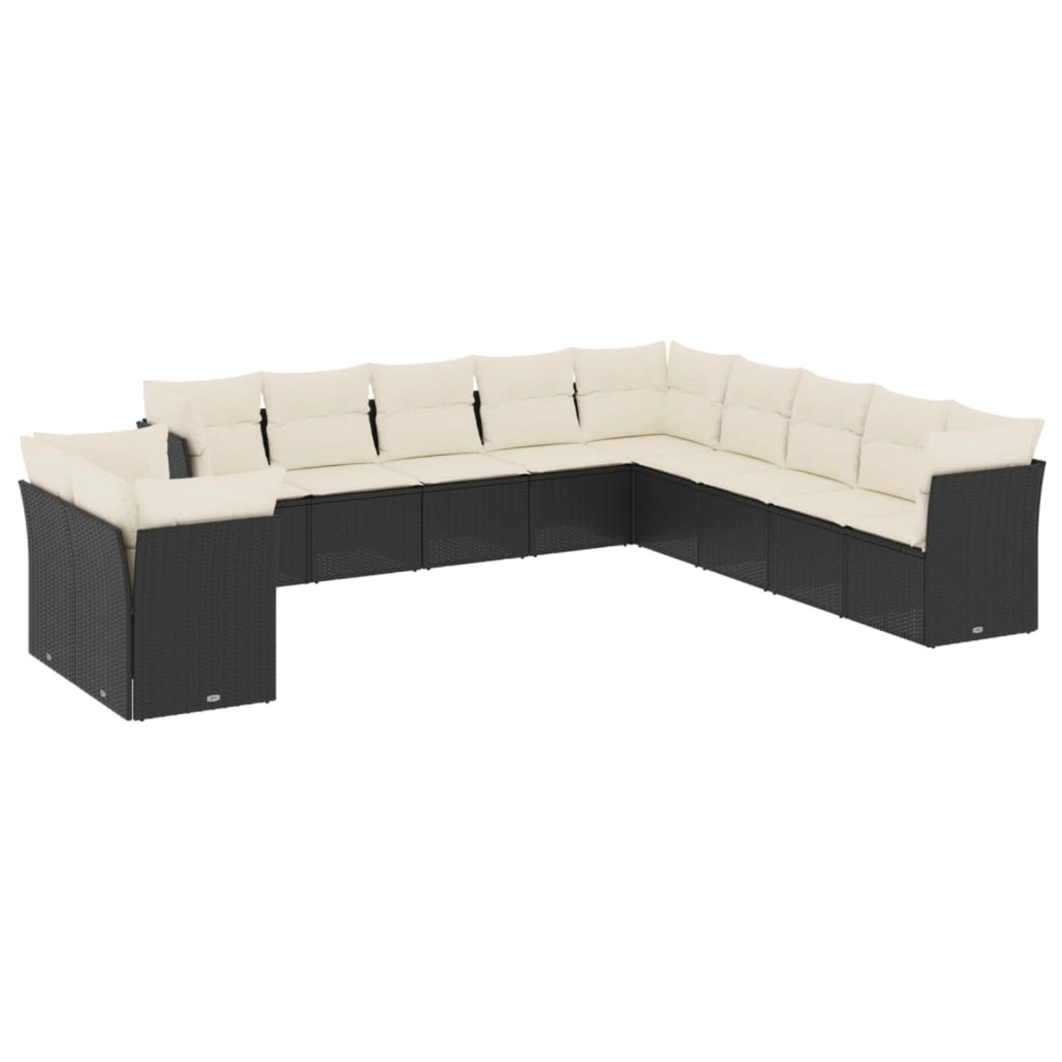 vidaXL 11-Tlg Garten-Sofagarnitur mit Kissen Schwarz Poly Rattan 3249715 günstig online kaufen