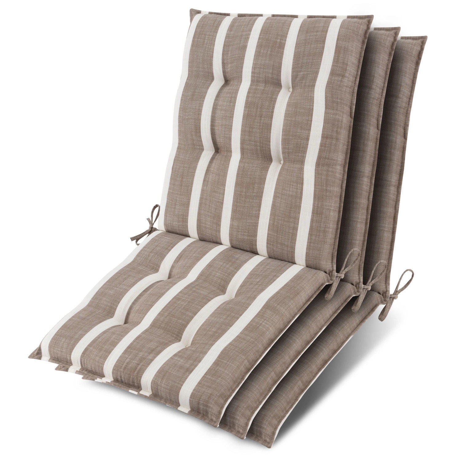 Beautissu 3x Niederlehner Sun-NL Auflage 100x50x8cm Beige-Weiß-Gestreift