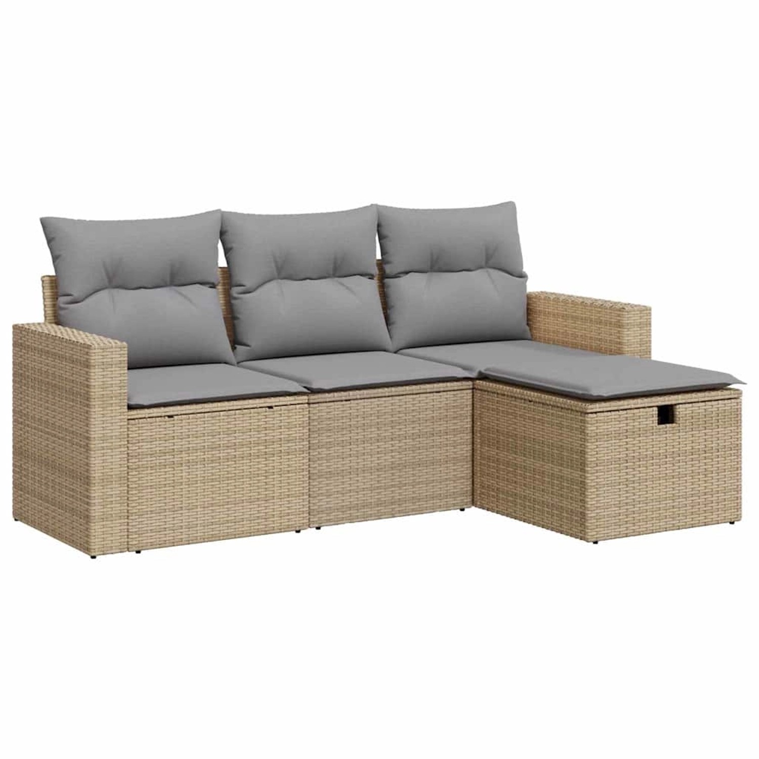 vidaXL 4-Tlg Garten-Sofagarnitur mit Kissen Beige Poly Rattan 3325355 günstig online kaufen