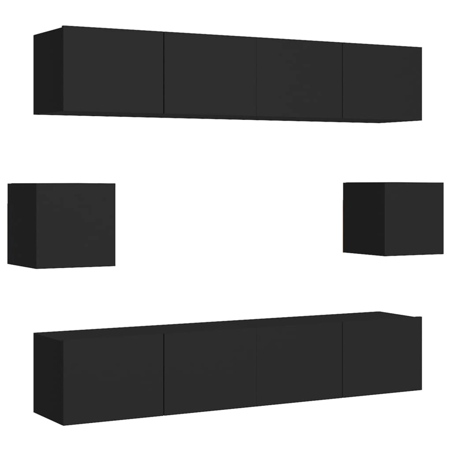 VidaXL 6-tlg. TV-Schrank-Set Schwarz Holzwerkstoff 3
