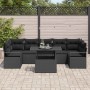 Schwarzes vidaXL Garten-Sofa-Set aus Poly Rattan mit Tisch für den Außenbereich.