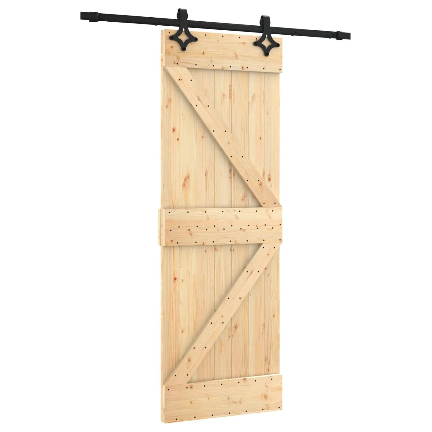 vidaXL Schiebetür Natur und Schwarz 70 x 210 cm Massivkiefer 3445044