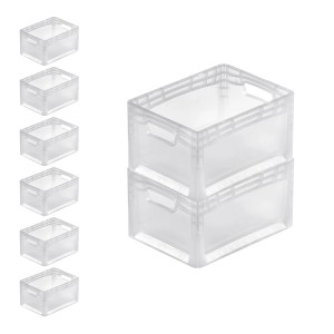 PROREGAL SuperSparSet: 8 transparente Eurobehälter LightLine, 24 Liter, mit offenem Griff. Aufbewahrungsboxen.