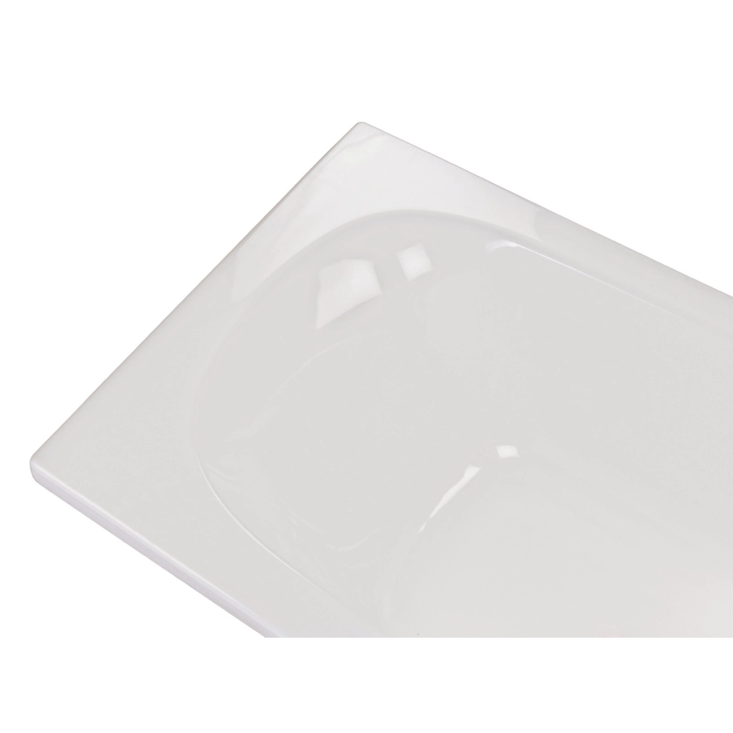 Detailansicht der weißen Calmwaters Rechteck-Badewanne (170x75 cm) aus Sanitäracryl.