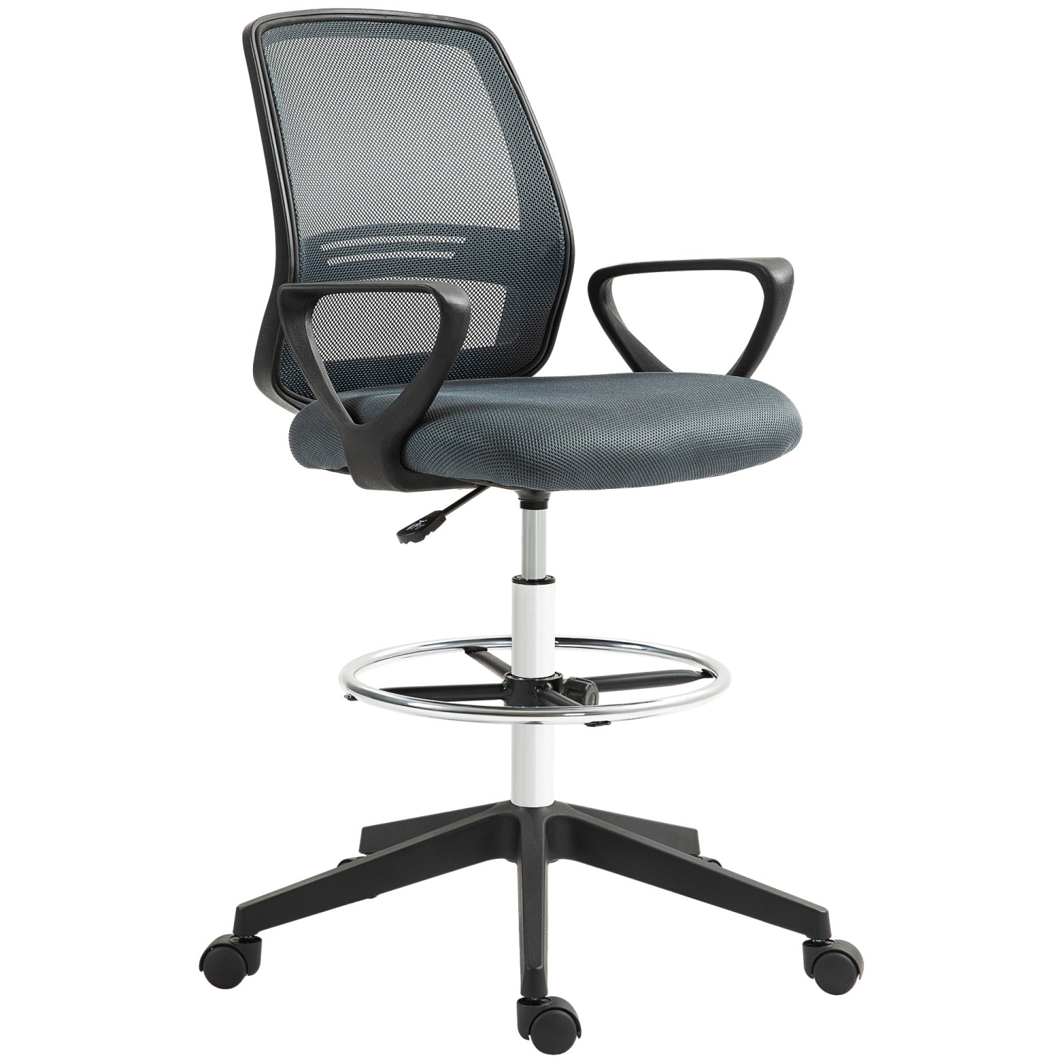 Vinsetto Bürostuhl Netzgewebe ABS-Kunststoff L68 x T66 x H100-120 cm Grau