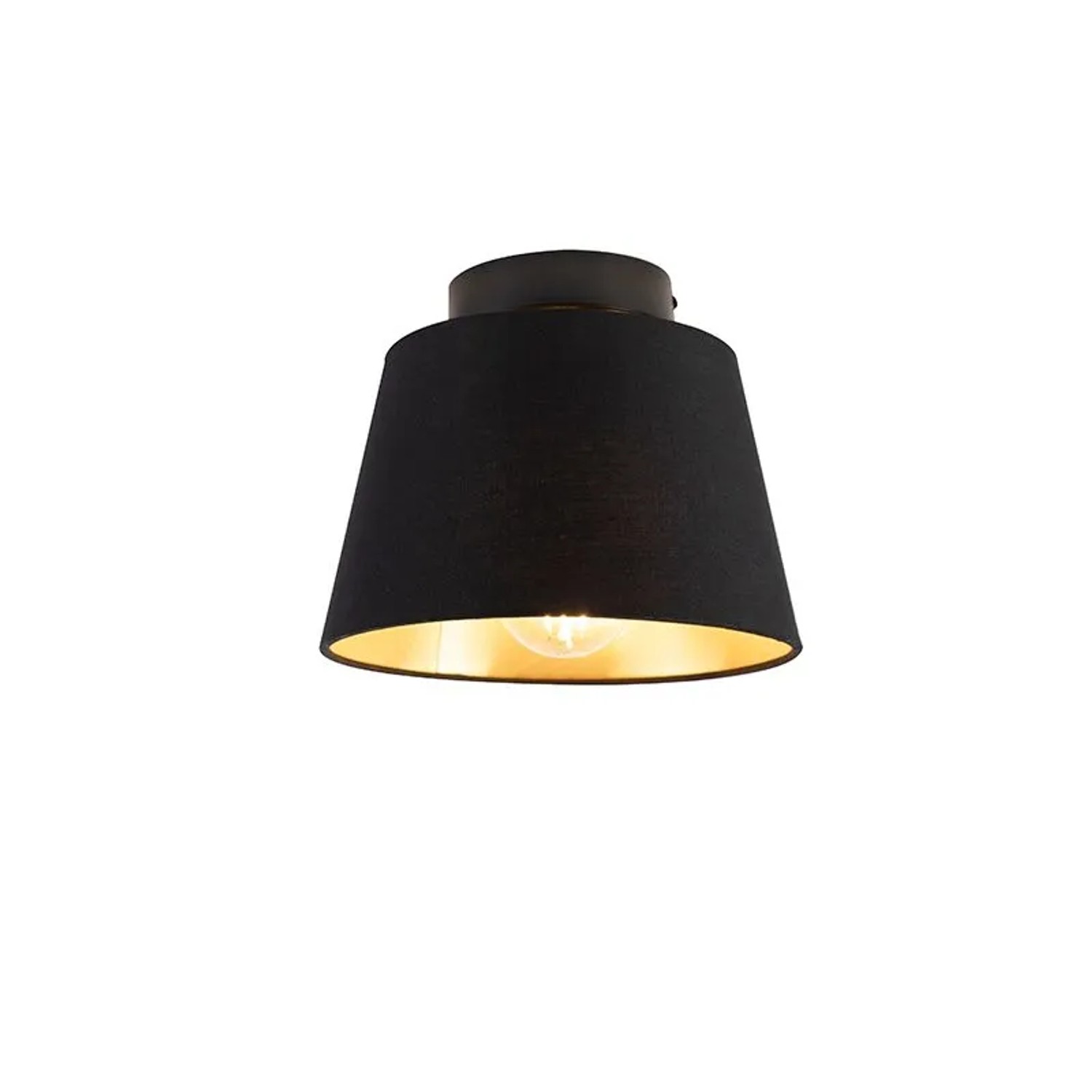 QAZQA Deckenleuchte mit Schirm Schwarz Gold 20 cm Combi Schwarz