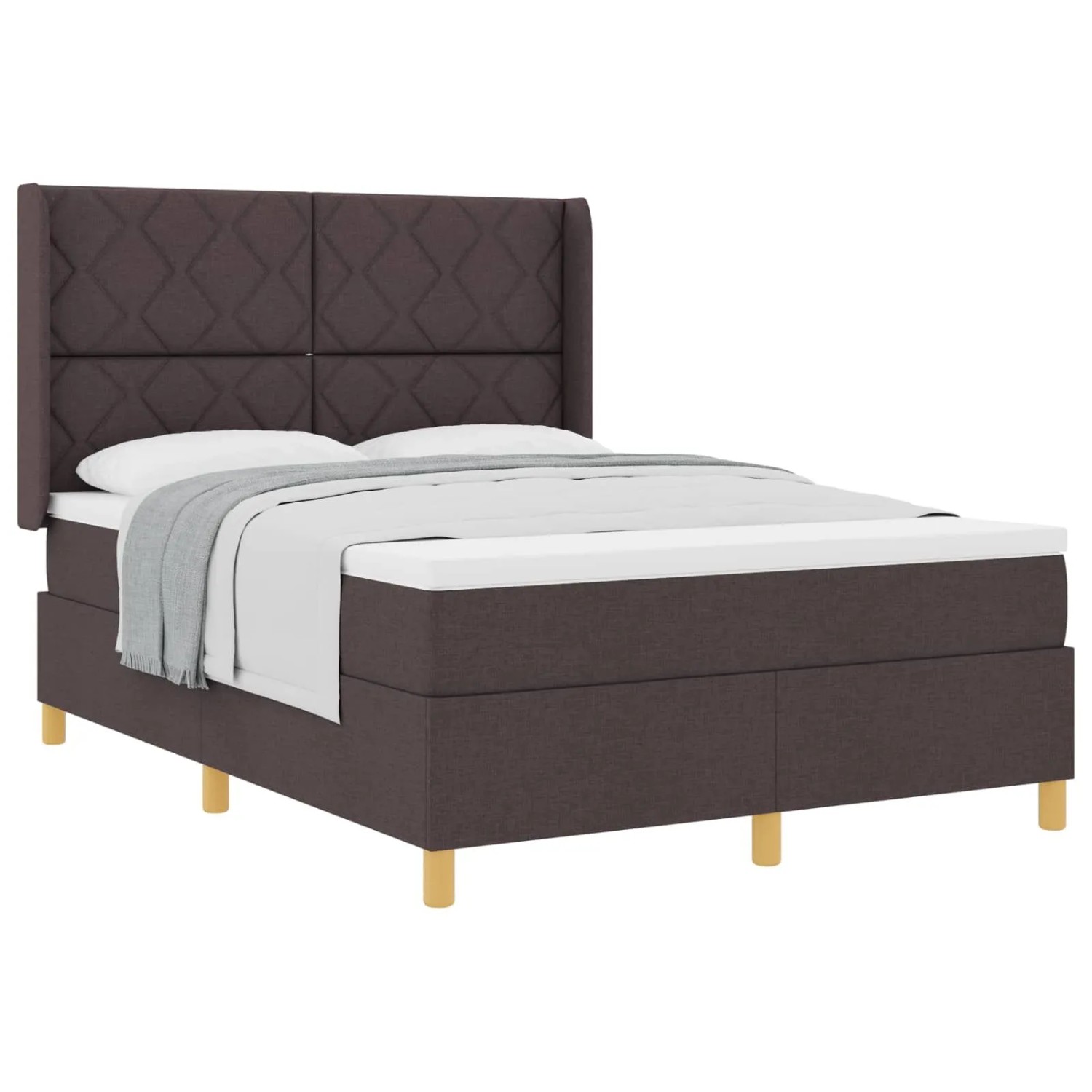 vidaXL Boxspringbett mit Matratze Dunkelbraun 160 x 200 cm Stoff 3341906