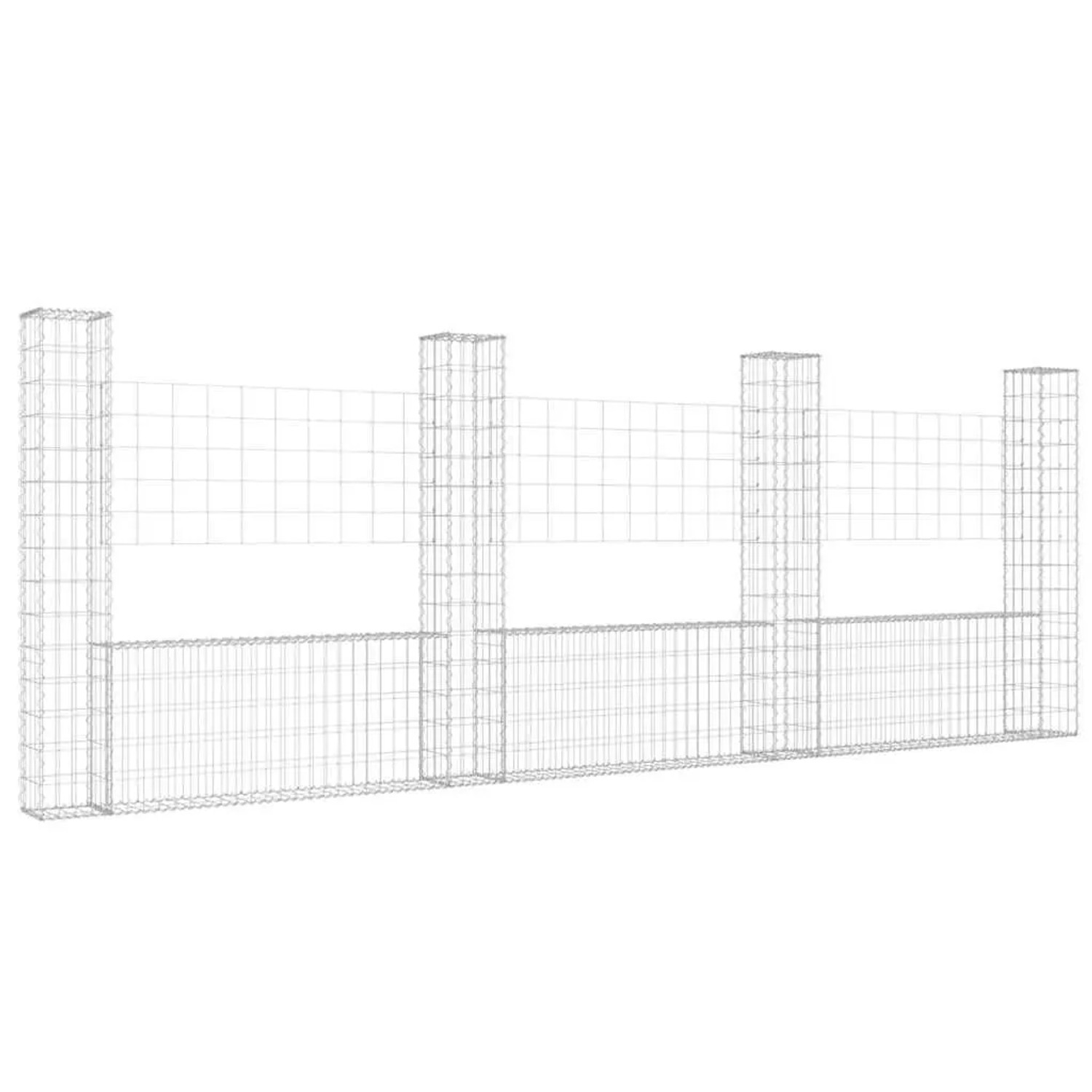 vidaXL Gabionenkorb U-Form mit 4 Säulen Eisen 380x20x150 cm 151284