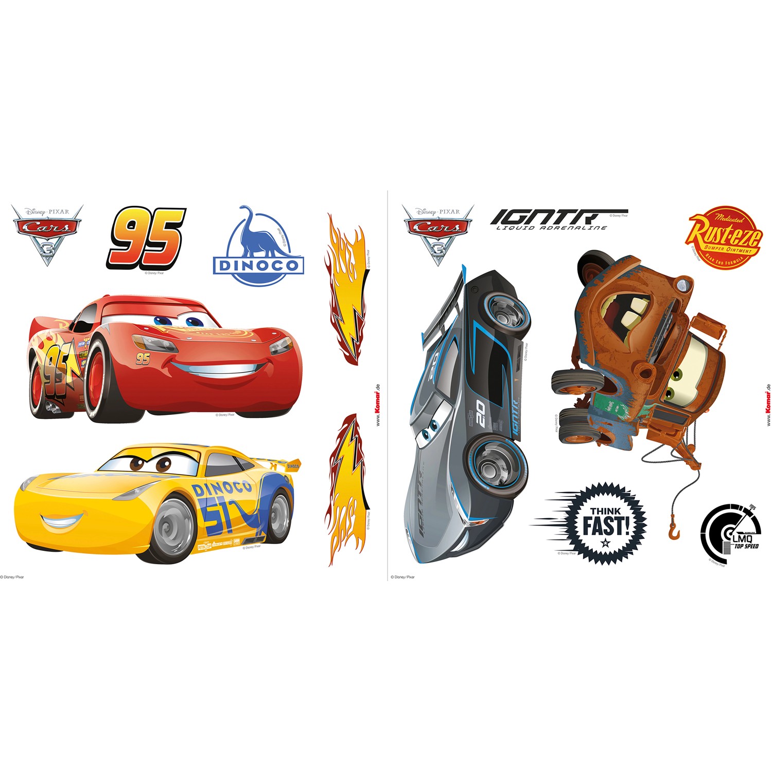 Komar Fenstersticker Cars 3 Autos 31 cm x 31 cm günstig online kaufen