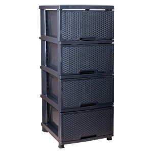 KMND Kommode Rattan mit 4 Schubladen Granit 20841