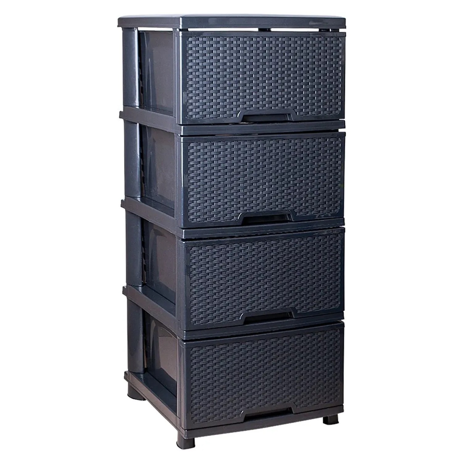 KMND Kommode Rattan mit 4 Schubladen Granit 20841