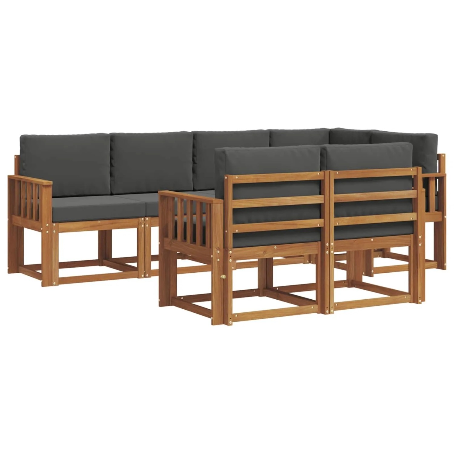 vidaXL Outdoor-Sofagarnitur mit Kissen 7-Tlg Natur und Anthrazit 3366530