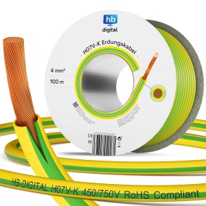 hb-digital 500m PVC Aderleitung H07V-K Erdungskabel 4mm2 Flexibel