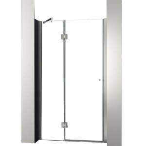 Glasdeals Nischentür ENTRARO 100x195cm, rahmenlose Duschtür mit Stabilisierungsstange.
