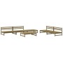 vidaXL 6-tlg. Gartenlounge-Set aus imprägniertem Kiefernholz, bestehend aus Sofas, Hockern und Tisch.