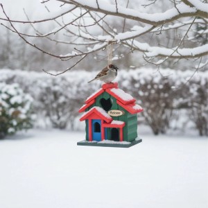 Relaxdays Vogelhaus Kiefernholz Mehrfarbig Wetterfest 23 cm x 18 cm x 13 cm