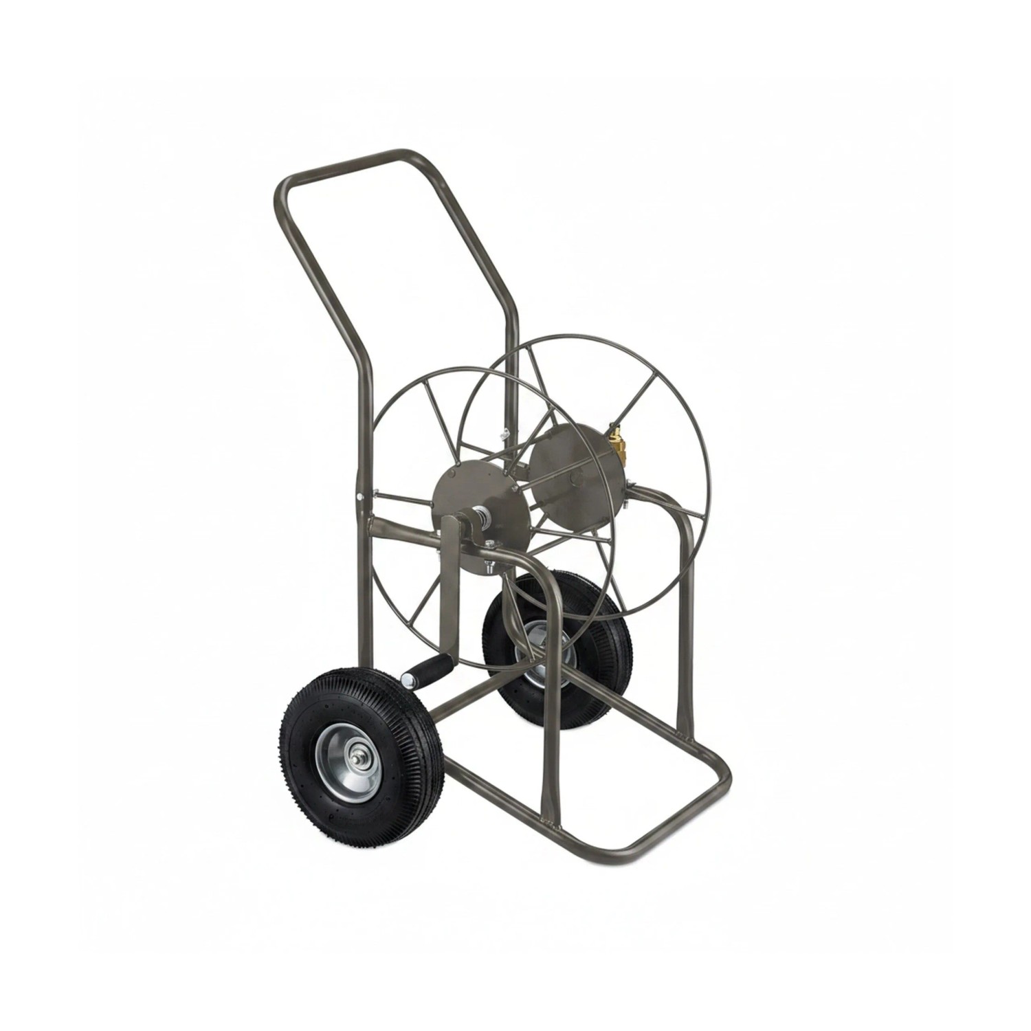 Relaxdays Schlauchwagen Stahl Braun mit Kurbel 93 cm x 62 cm x 50 cm 9,6 kg