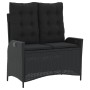 Schwarze vidaXL Garten Relaxbank aus Rattan mit Kissen, Teil der 4-tlg. Garten-Essgruppe
