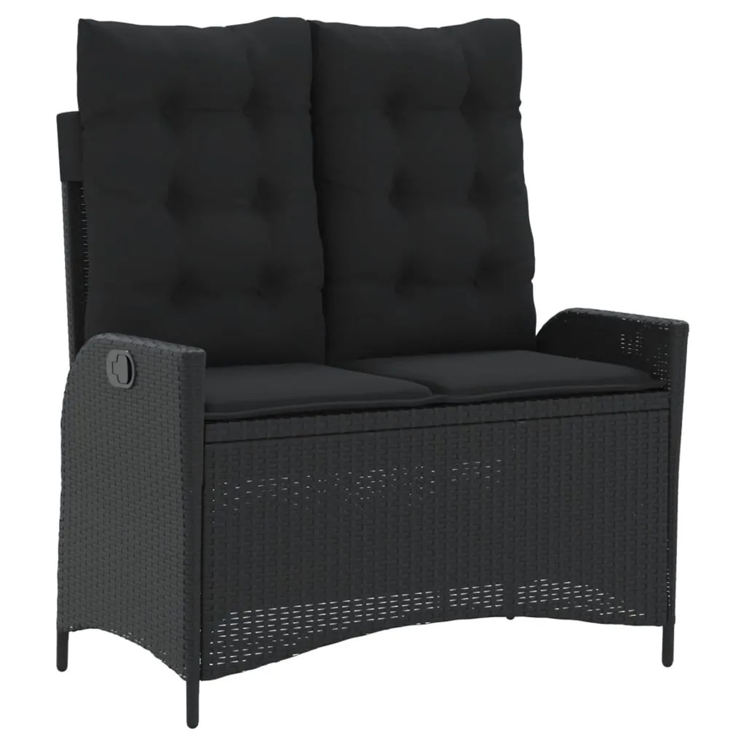 Schwarze vidaXL Garten Relaxbank aus Rattan mit Kissen, Teil der 4-tlg. Garten-Essgruppe