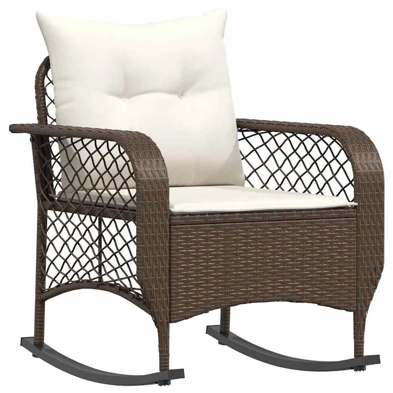 vidaXL Garten-Schaukelstuhl mit Kissen Braun Poly Rattan 4104194 günstig online kaufen