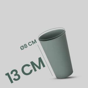 ProHome Kunststoffbecher, grün, 0,4L, mit Maßangaben (Höhe 13cm, Durchmesser 8cm).