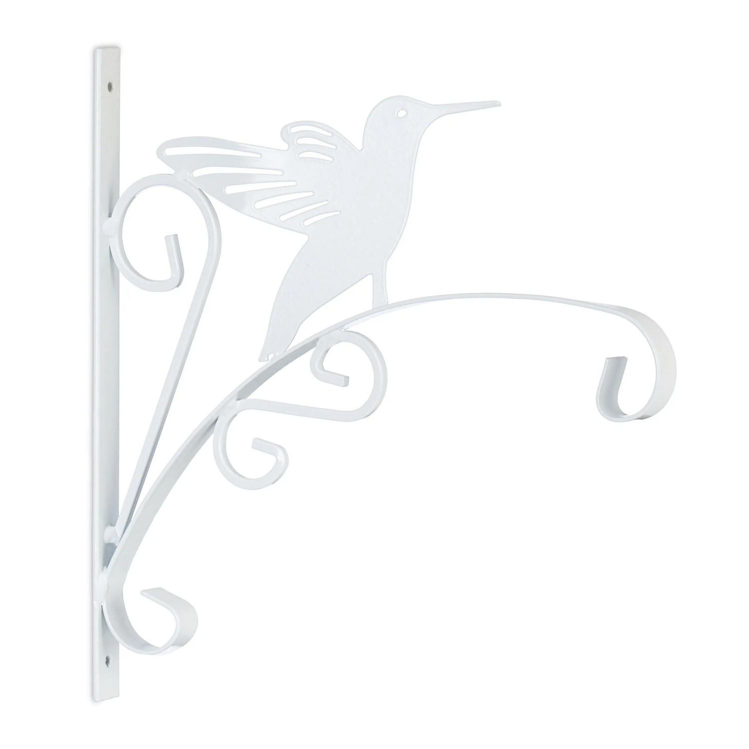 Relaxdays Blumenampelhalterung Eisen Weiß mit Vogelmotiv 30 cm x 29,5 cm x 2 cm