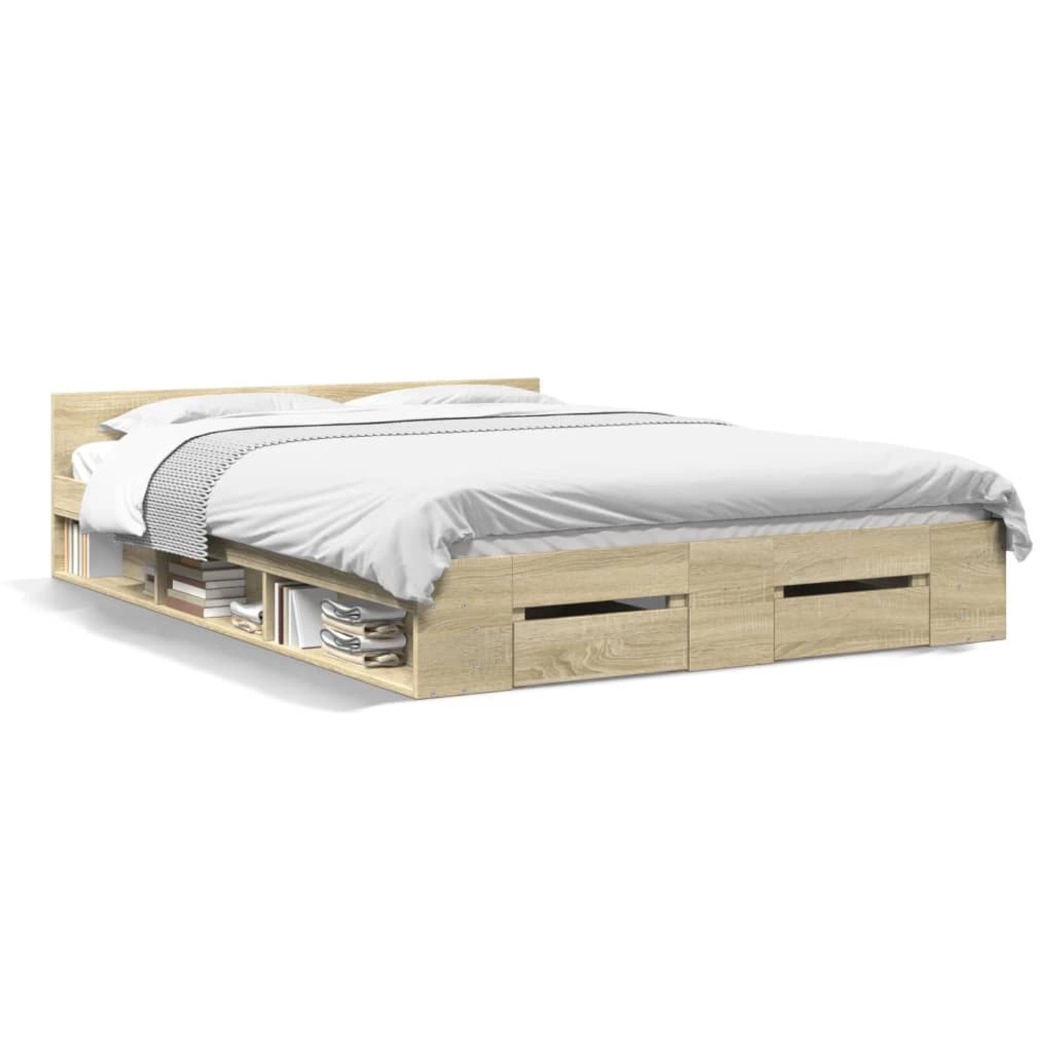 vidaXL Bettgestell mit Schubladen Sonoma-Eiche 150x200cm Holzwerkstoff 3280 günstig online kaufen