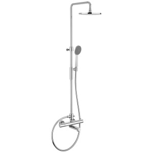 Kronenbach Duschsystem Aufputz mit Thermostat und runder Kopfbrause (Ø 22,5cm) in Chrom.