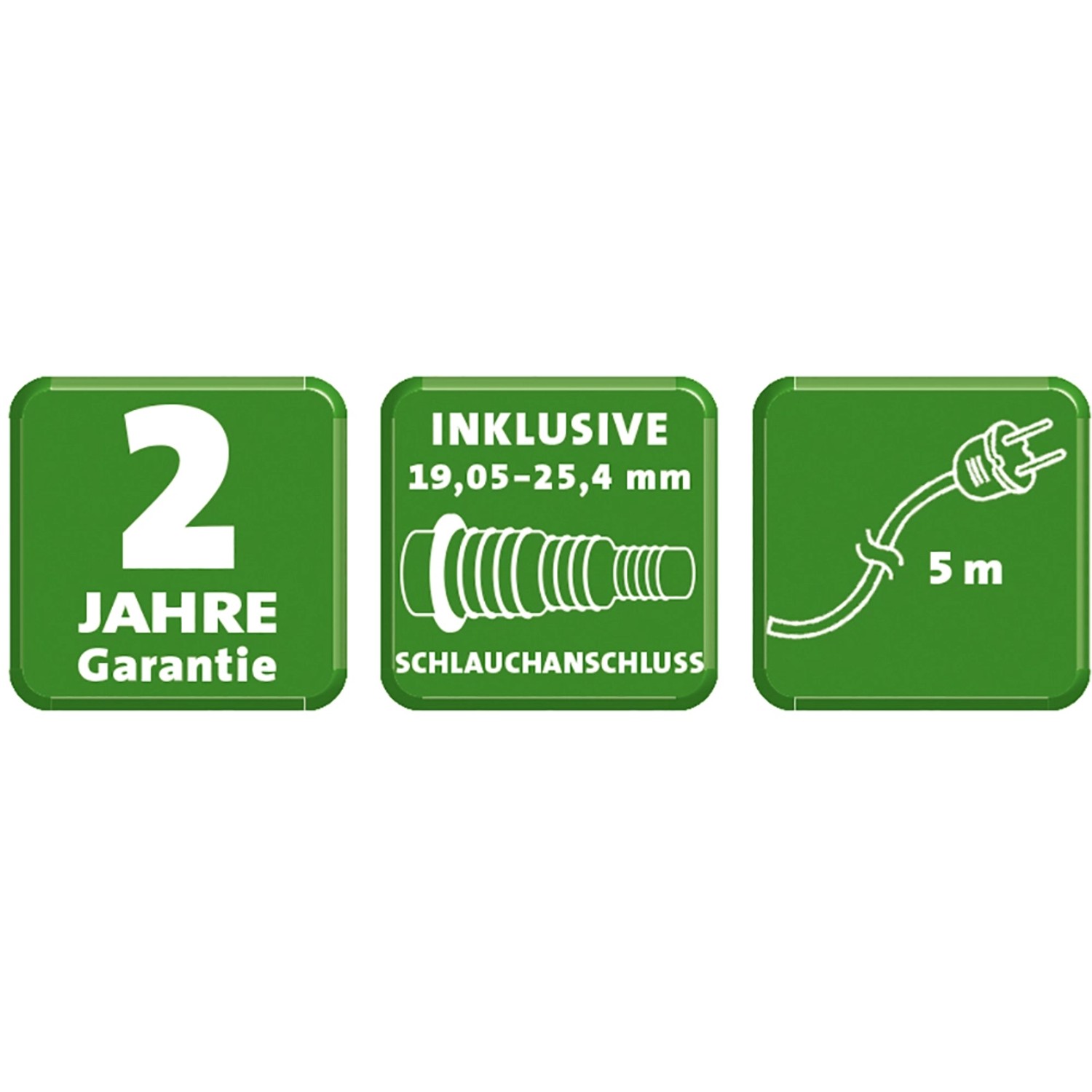 Details des Heissner UVC-Teichklärers: 2 Jahre Garantie, Schlauchanschluss, 5m Kabel.