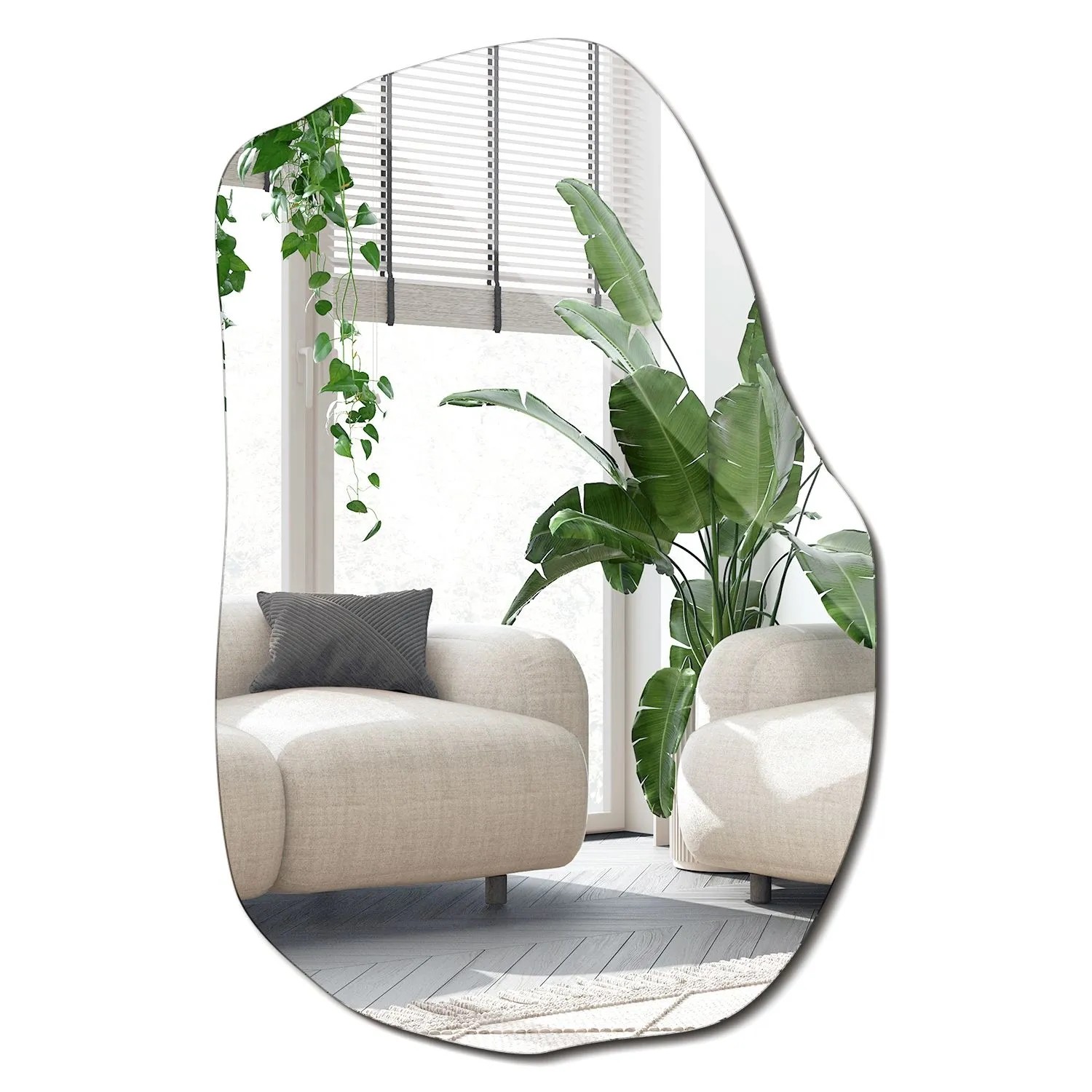 Wallfluent Abgerundeter Spiegel 52x80 Cm Scandi Spiegel Asymmetrisch Wand Wohnzimmer Spiegel Groß