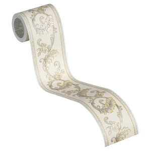 Selbstklebende Bordüre Barock in Gold und Silber, 5 m x 8 cm, von A.S. Création.