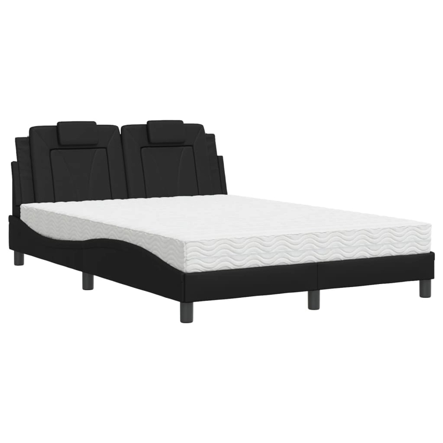 vidaXL Bett Viana mit Matratze Schwarz 120x200 cm Kunstleder 3208782