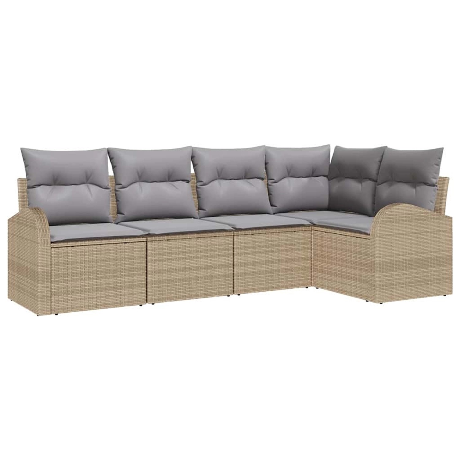 vidaXL Garten-Sofa-Set mit Kissen 5-Tlg Beige Poly Rattan 3346040 günstig online kaufen