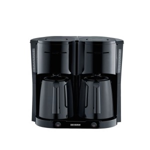 Severin Filterkaffeemaschine KA 9315, schwarz, mit zwei Thermokannen für gleichzeitige Kaffeezubereitung.