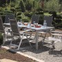 Gartenmöbel-Set: Acamp Tisch Acaplan Loft mit 4 Klappsesseln Urban in Platin-Schiefer.
