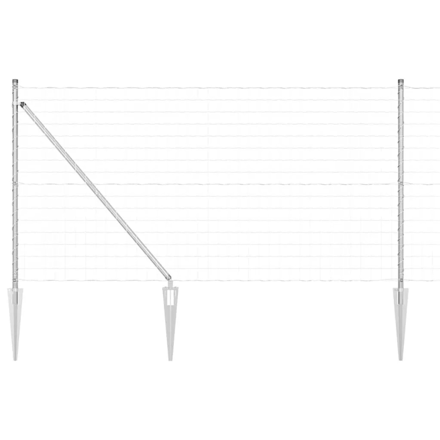 vidaXL Zaun mit Pfosten Silber 1 x 25 m Stahl 3350797 günstig online kaufen