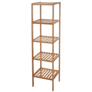 MCW Badregal B18, 140cm hoch, aus Bambus mit 5 Ablageflächen.