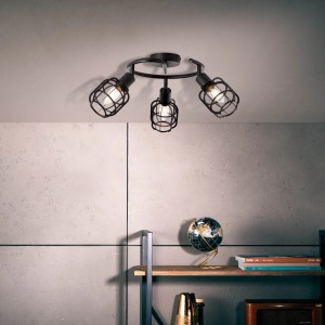 Schwarze, 3-flammige Spotspirale Spacid von Brilliant, Deckenleuchte im Industrial Look.