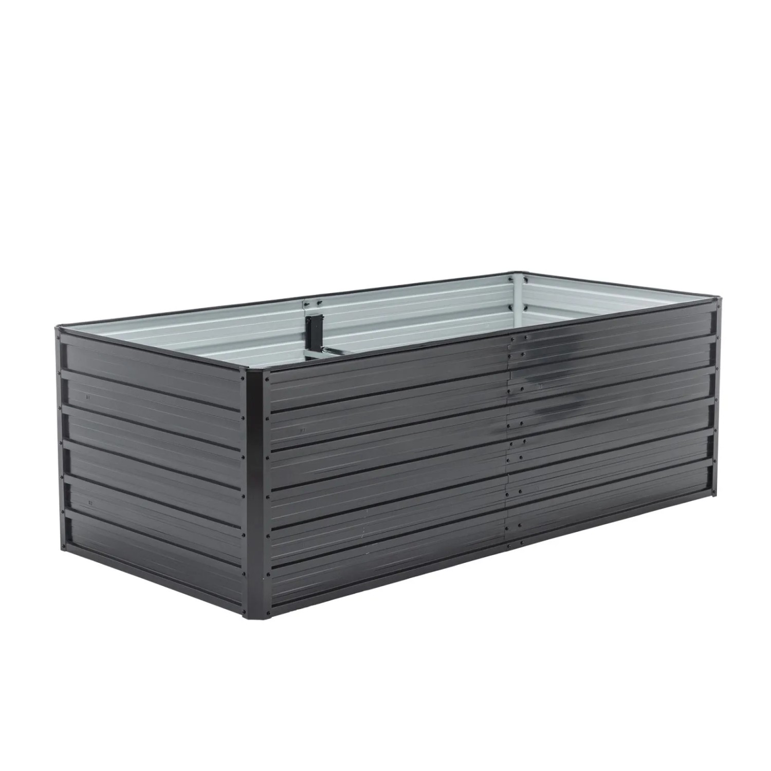 PXloue Metall Hochbeet Schwarz mit Offenem Boden Schwerlast Pflanzbeet Holzmaserung für Garten Terrasse Balkon 190x90x64cm