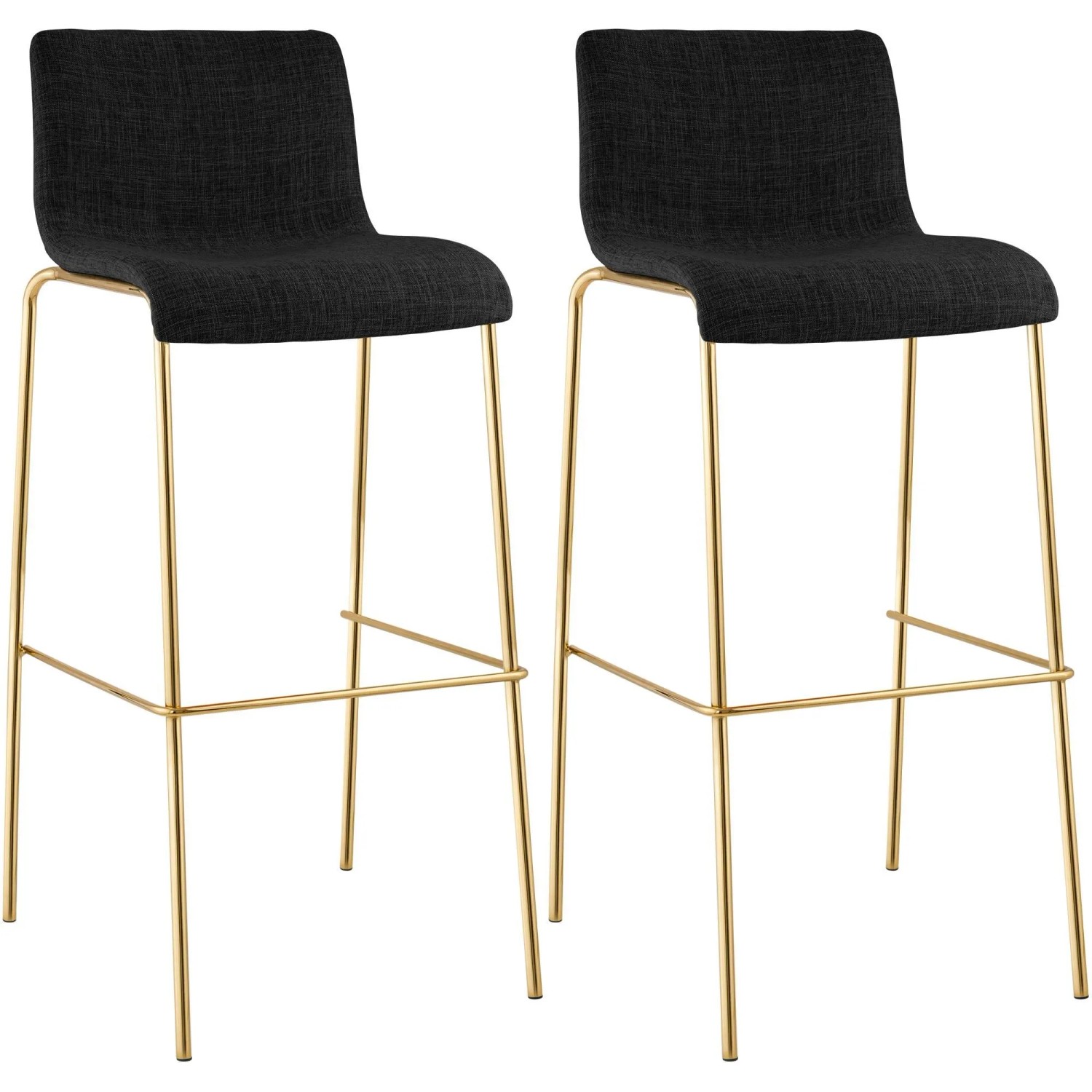 CLP 2er Set Barhocker Hover Stoff Vierfußgestell Gold Dunkelgrau