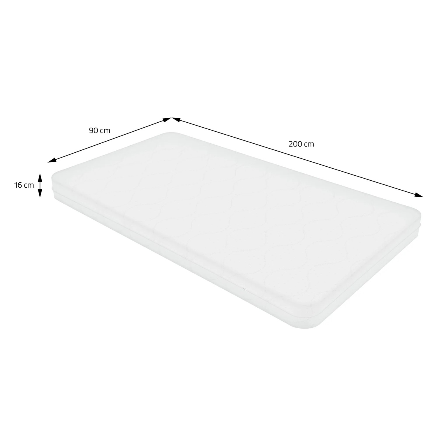 Weiße ML-Design Matratze, 90x200 cm, H16cm, für Kinderbett.