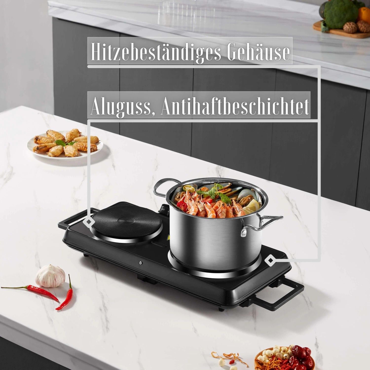 STEINBORG Camping Doppelkochplatte SB-2150 2500 W Schwarz kaufen bei OBI