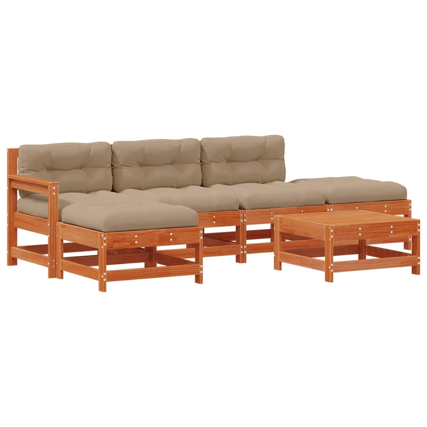 vidaXL Garten-Lounge-Set 6-Tlg Wachsbraun Massives Kiefernholz 3418109