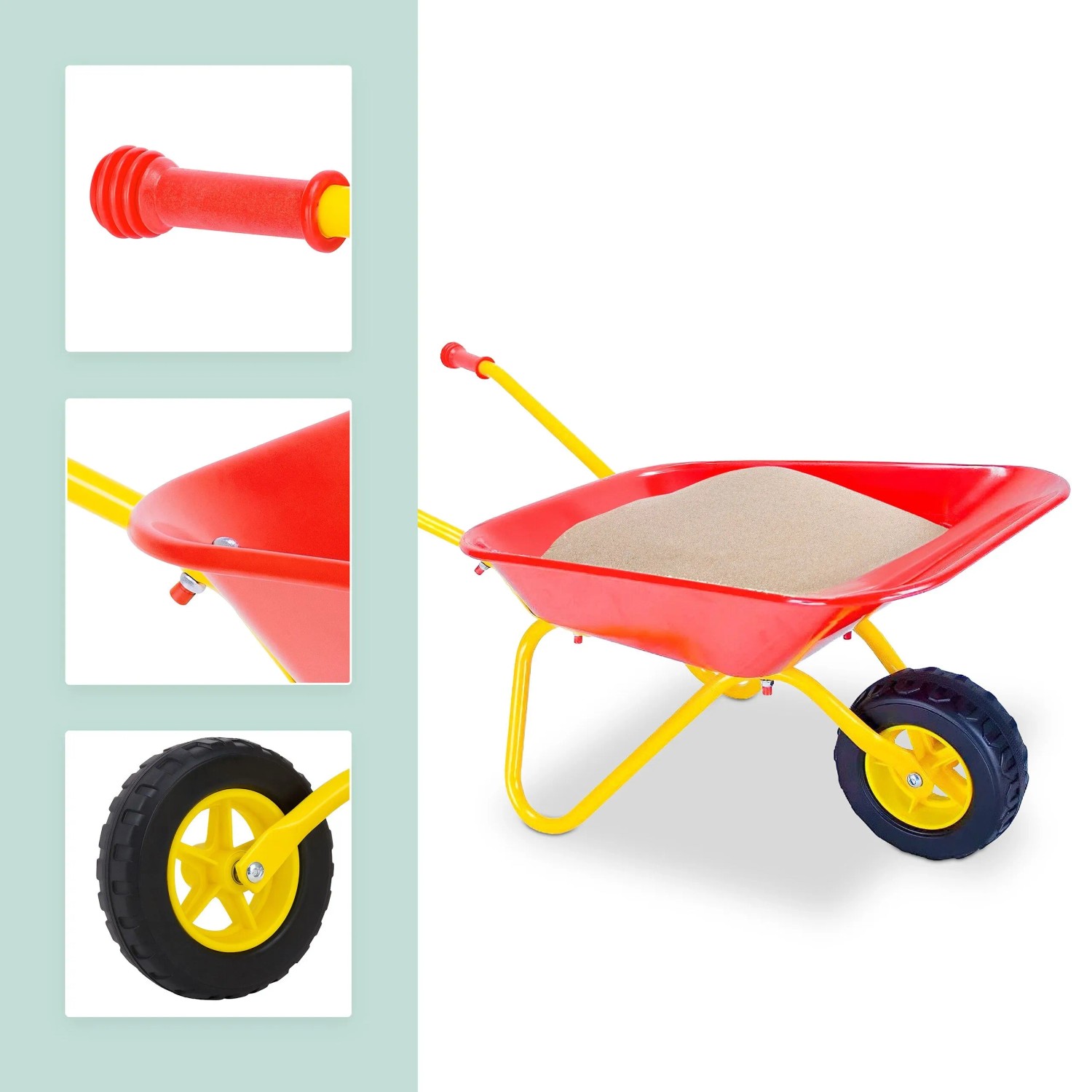 Relaxdays Schubkarre für Kinder Eisen PE Rot 43 cm x 74 cm x 36 cm 2,1 kg_5