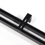 Detailaufnahme der schwarzen, 2-läufigen Deco-Raum Gardinenschiene Loft (150cm) mit Befestigung.