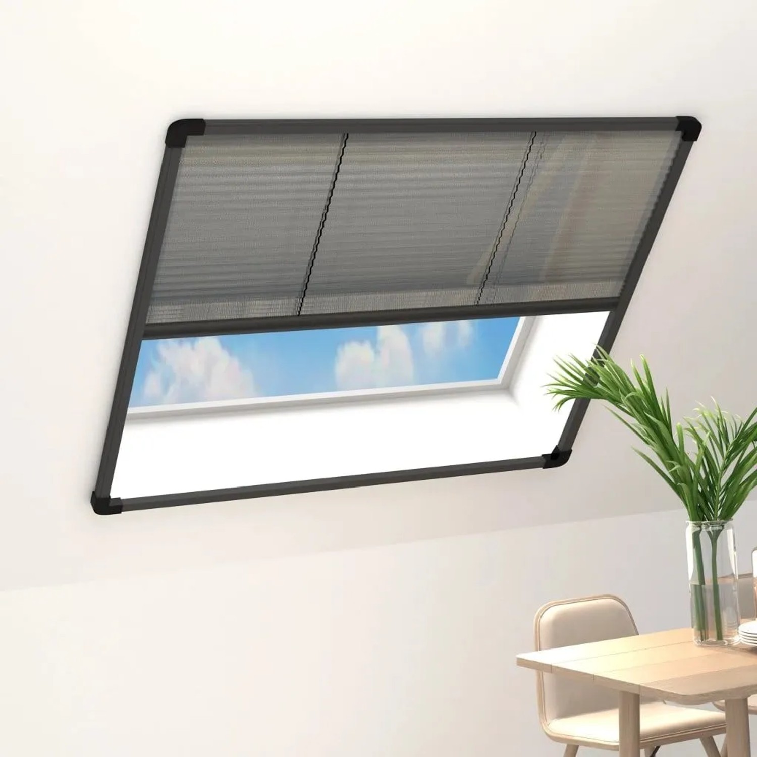vidaXL Insektenschutz-Plissee für Fenster Alu Anthrazit 120x120 cm 148666_2