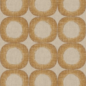 Beige-goldene Vliestapete mit Kreismuster, 10 m x 52 cm, für moderne Wandgestaltung.