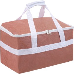 Terrakottafarbene Kühltasche Atana (14 l) mit weißen Tragegriffen und Reißverschluss.