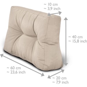Beiges, gestepptes Paletten-Rückenkissen (60x40 cm) mit 10-20 cm Tiefe. Komfortabel für Palettensofas, Indoor & Outdoor.