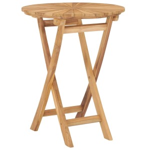 Klappbarer Gartentisch aus Teakholz, Ø 60 cm. Praktischer Tisch für Balkon und Terrasse.